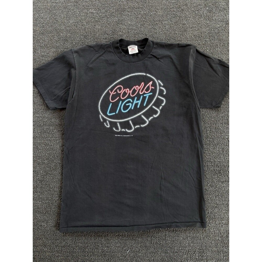 Vintage 1997 Coors Light Beer Black Tee Size XL